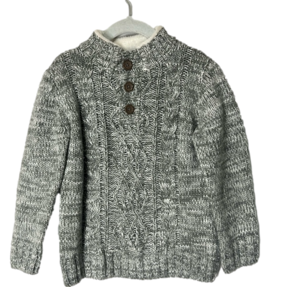 Boys Little Lad button gray sweater with soft comfy collar‎ size 4T super cute